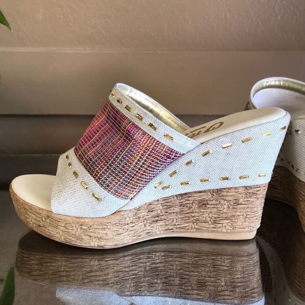 Onex Sherry Brite Multi Mules Platform